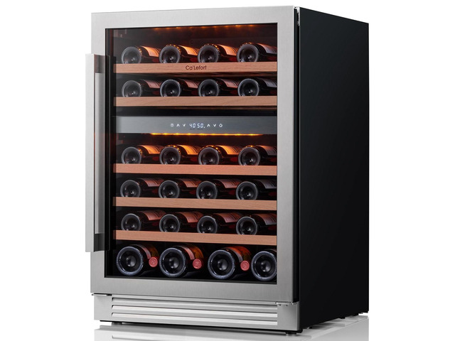 Ca'Lefort 24 Inch Wine Fridge, 52 Bottle Dual Zone Wine Cooler Refrigerator with Glass Door, 5 Adjustable Shelves & 3-Color LED, 40-65°F Digital...