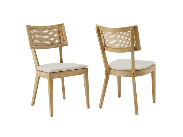 Caledonia Fabric Upholstered Wood Dining Chair Set of 2 by Modway