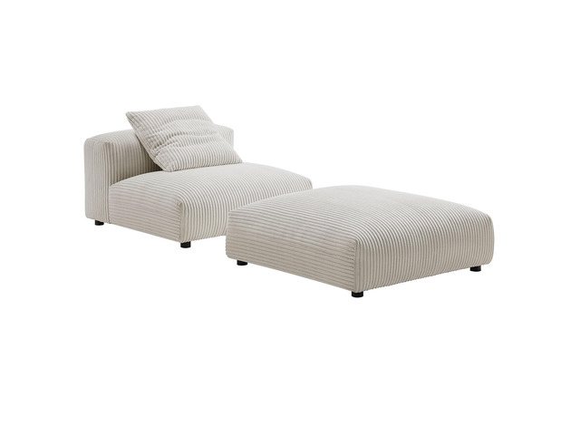 Solace Modular Corduroy Upholstered Armless Chair and Ottoman Set by Modway
