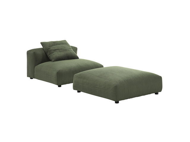 Solace Modular Corduroy Upholstered Armless Chair and Ottoman Set by Modway