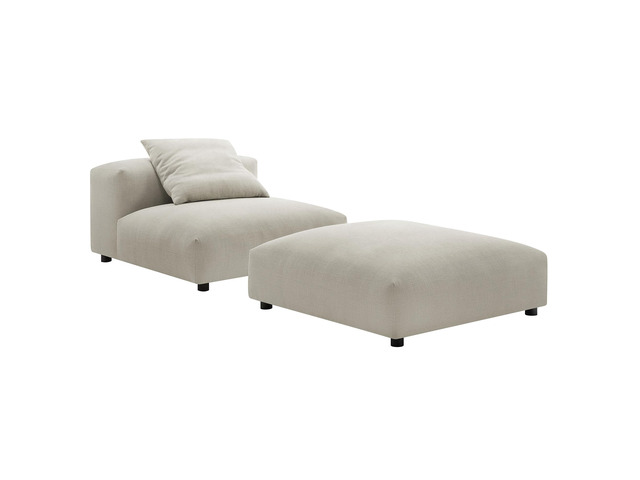 Solace Modular Upholstered Fabric Armless Chair and Ottoman Set by Modway