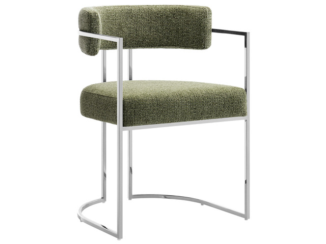 Huron Curved Back Fabric and Metal Dining Accent Chair by Modway