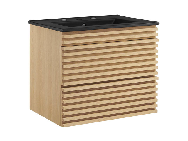 Render 24' Wall-Mount Bathroom Vanity Oak Black EEI-5364-OAK-BLK