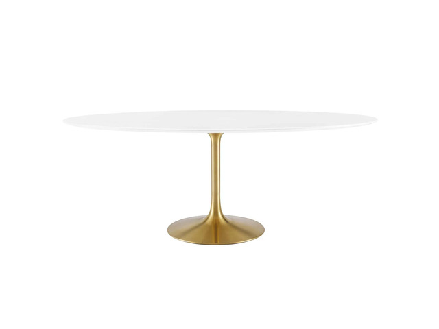Lippa 78' Oval Wood Dining Table Gold White EEI-3255-GLD-WHI