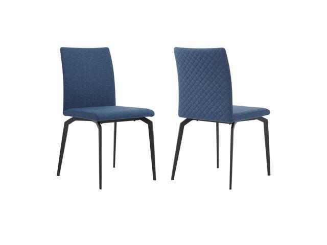 Lyon Blue Fabric and Metal Dining Room Chairs - Set of 2