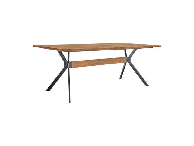 Nevada Rustic Oak Wood Trestle Base Dining Table in Balsamico