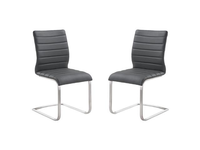 Fusion Contemporary Side Chair In Gray and Stainless Steel - Set of 2