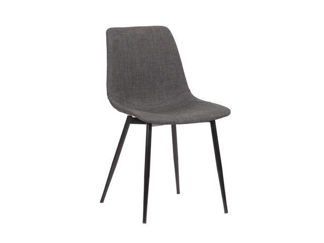 Monte Contemporary Dining Chair in Charcoal Fabric with Black Metal Legs