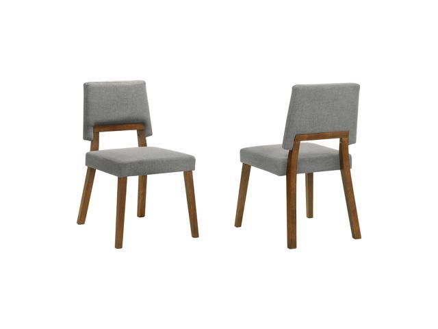 Channell Wood Dining Chair in Walnut Finish with Charcoal Fabric - Set of 2