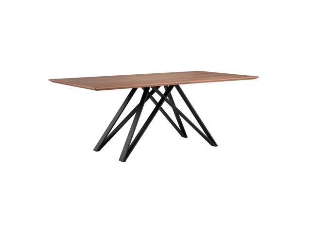 Modena Contemporary Dining Table in Matte Black Finish and Walnut Wood Top