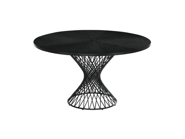 Cirque 54' Round Black Wood and Metal Pedestal Dining Table