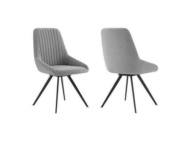 Alison Swivel Gray Velvet and Metal Dining Room Chairs - Set of 2