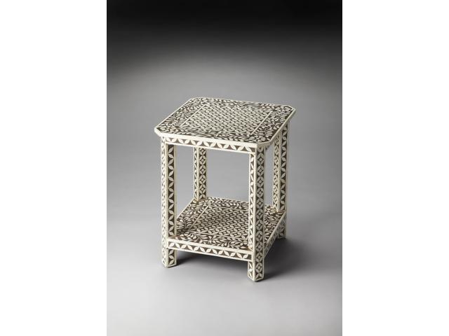 Amelia Bone Inlay Side Table in Light Brown 3449326