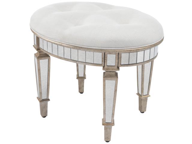 Garbo Mirrored Vanity 24'W Stool in Silver 3630146