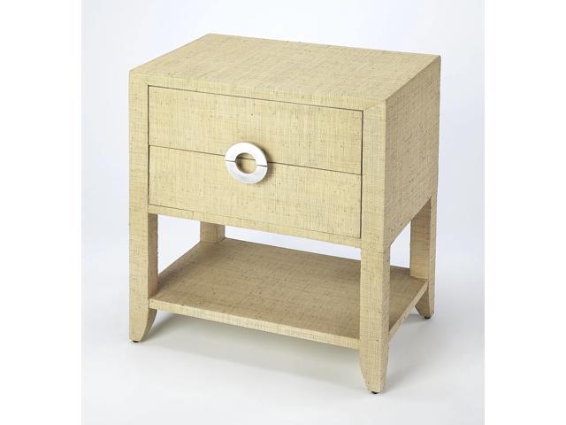 Amelle Raffia 2-Drawer Nightstand in Cream,Yellow 4357349