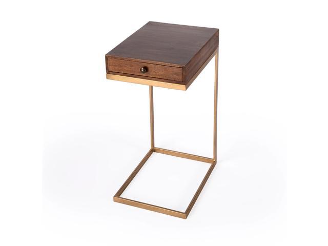 Alec 1 Drawer C Shaped End Table in Medium Brown 5643140