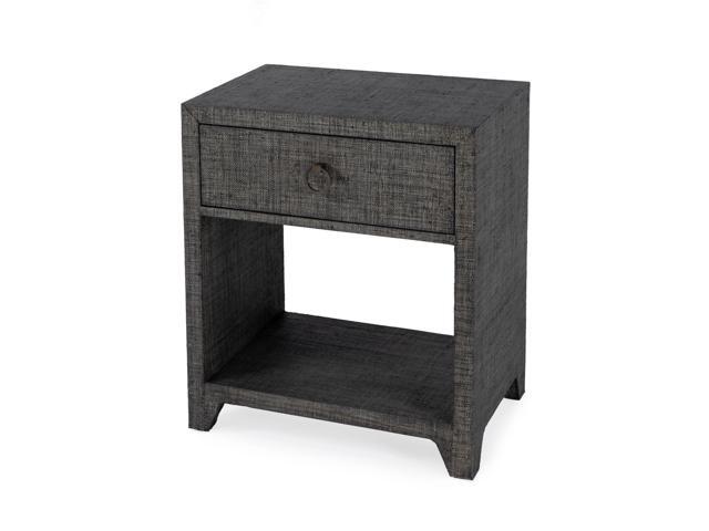 Bar Harbor Raffia 1 Drawer Nightstand in Charcoal 5669420