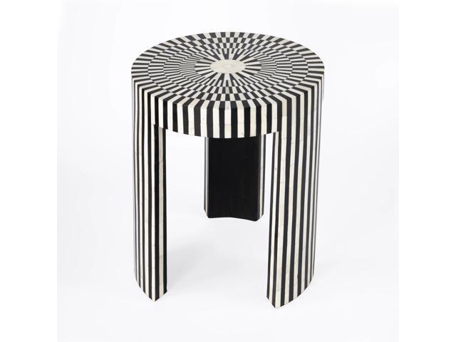 Rimma Bone Inlay Side Table in Black and White 5587321