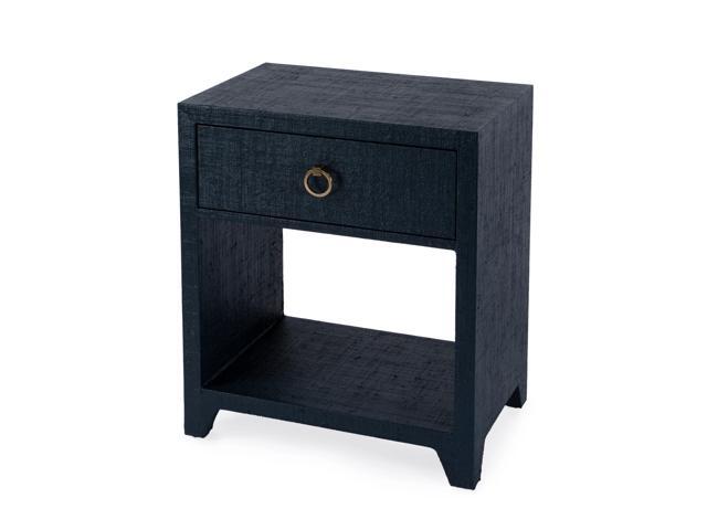 Bar Harbor Raffia 1 Drawer Nightstand in Navy Blue 5669410