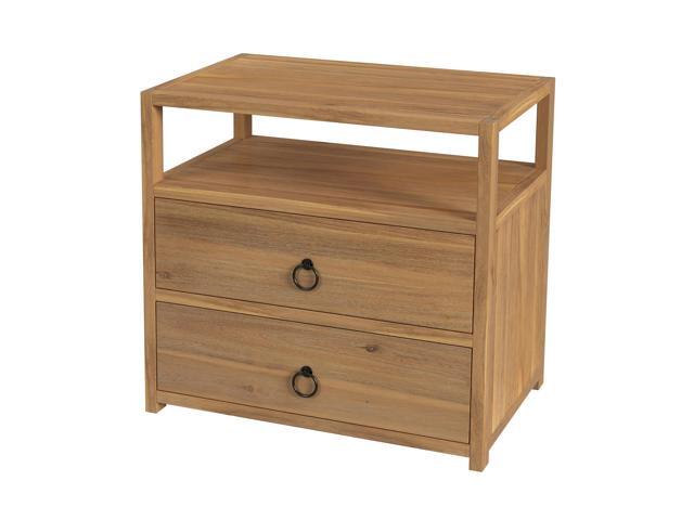 Lark Natural 2 Drawer Wide Nightstand in Light Brown 5670312