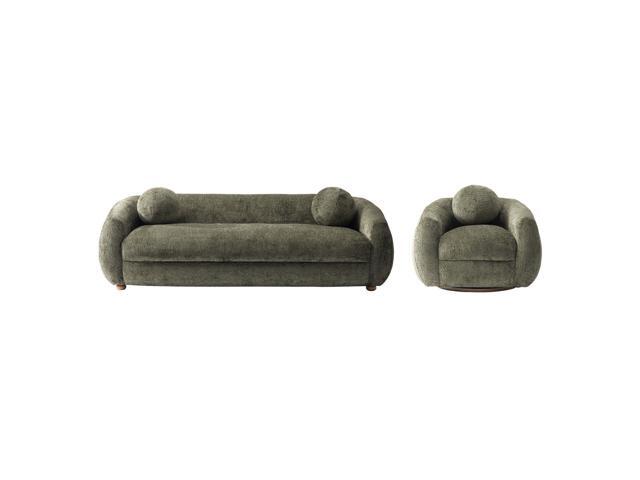 Tribeca Mid-Century Modern 2-Piece Sofa Set in Olive Green 2-ACSF16-OG