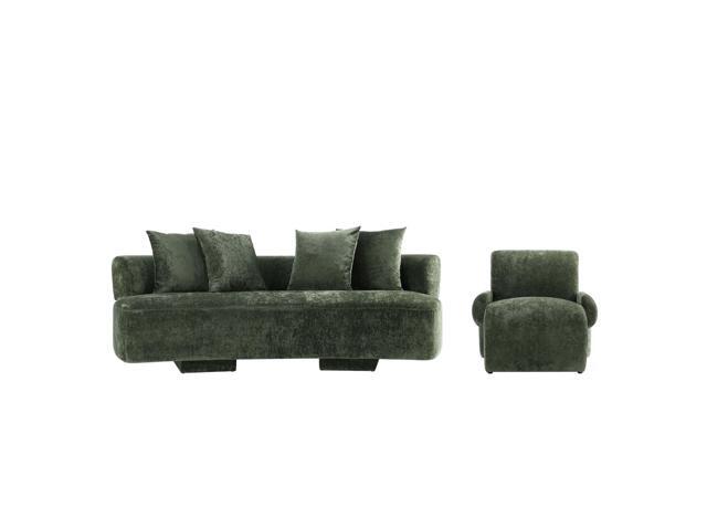 Verandah Mid-Century Modern 2-Piece Sofa Set in Olive Green 2-LSAC1769-OG