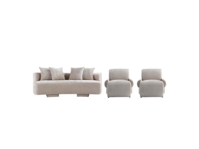Verandah Mid-Century Modern 3-Piece Sofa Set in Beige 3-LSAC1769-BE