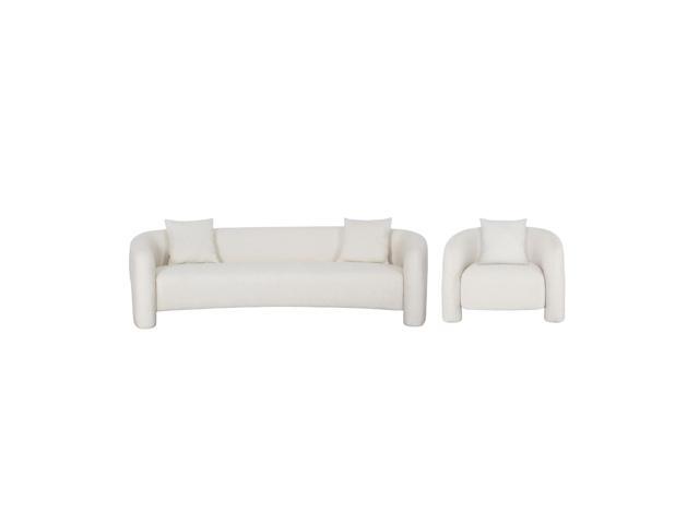 Sylvia Modern Glam 2-Piece Sofa Set in Ivory 2-SFAC1770-AN