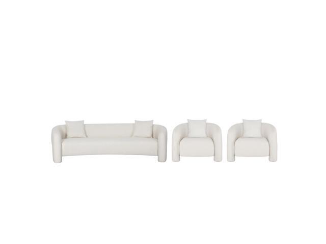 Sylvia Modern Glam 3-Piece Sofa Set in Ivory 3-SFAC1770-AN