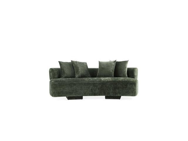 Verandah Mid-Century Modern 91' Chenille Sofa in Olive Green LS017-OG