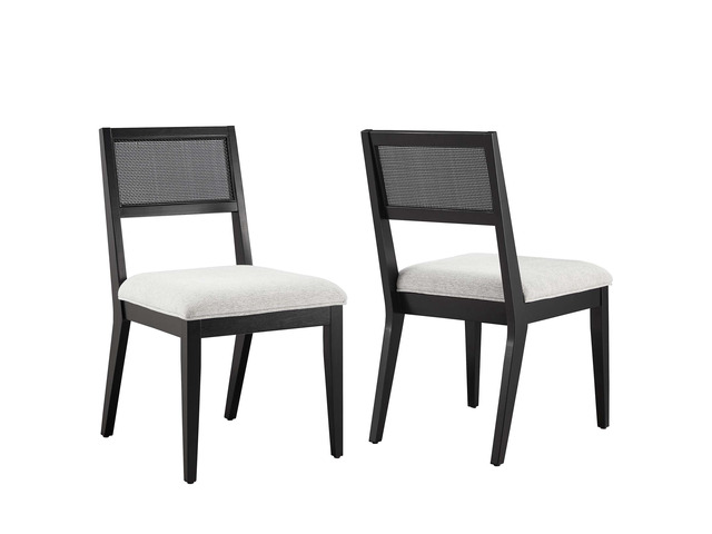 Nimba Faux Rattan Fabric Dining Chairs Set of 2 by Modway