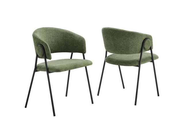 Nella Upholstered Heathered Chenille Dining Chairs Set of 2 by Modway