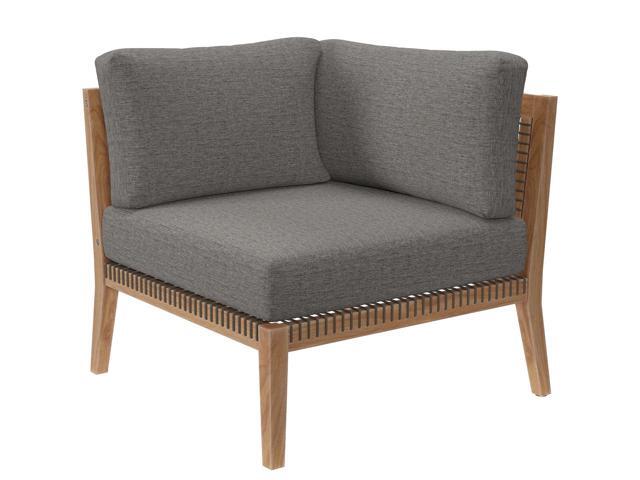 Clearwater Outdoor Patio Teak Wood Corner Chair Gray Graphite EEI-5855-GRY-GPH