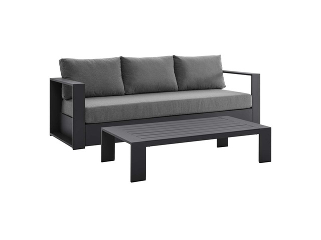 Tahoe Outdoor Patio Powder-Coated Aluminum 2-Piece Set Gray White EEI-5750-GRY-WHI