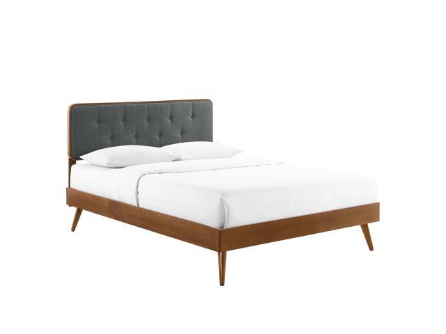 Bridgette Queen Wood Platform Bed With Splayed Legs Walnut Charcoal MOD-6388-WAL-CHA