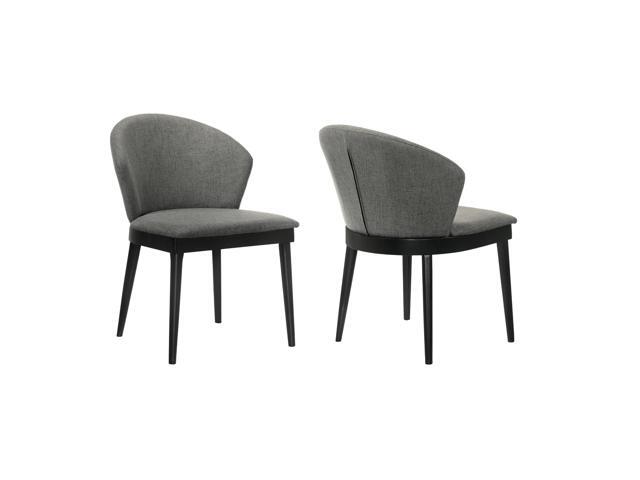 Juno Charcoal Fabric and Black Wood Dining Side Chairs - Set of 2