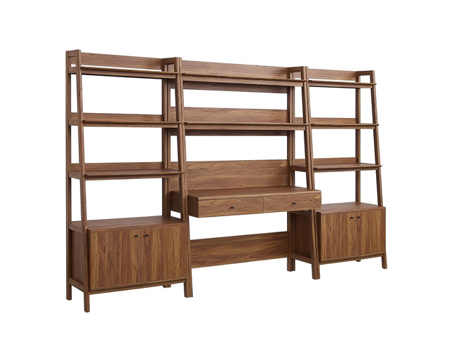 Bixby 3-Piece Wood Office Desk and Bookshelf