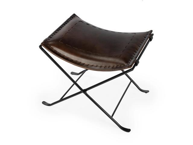 Melton Leather 21.5'W Accent Stool in Dark Brown 3722117