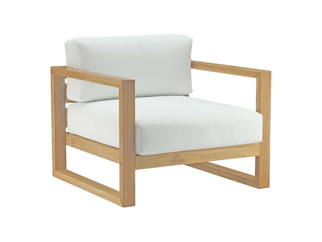 Upland Outdoor Patio Teak Armchair Natural White EEI-2706-NAT-WHI