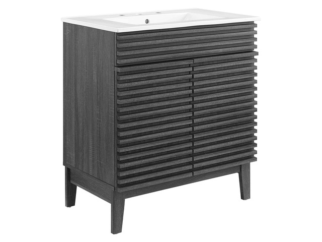 Render 30' Bathroom Vanity Cabinet Charcaol White EEI-5422-CHA-WHI
