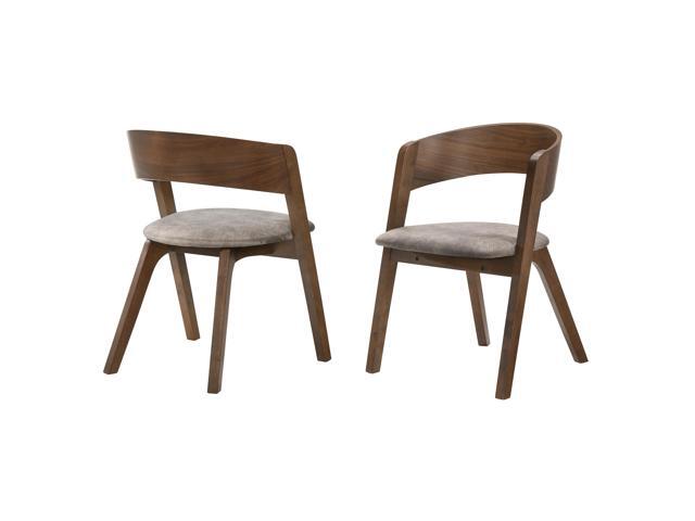 Jackie Mid-Century Upholstered Dining Chairs in Walnut finish - Set of 2