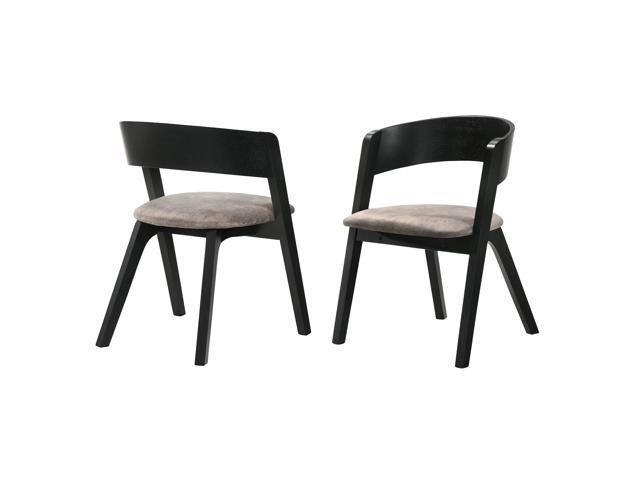 Jackie Mid-Century Upholstered Dining Chairs in Black finish - Set of 2