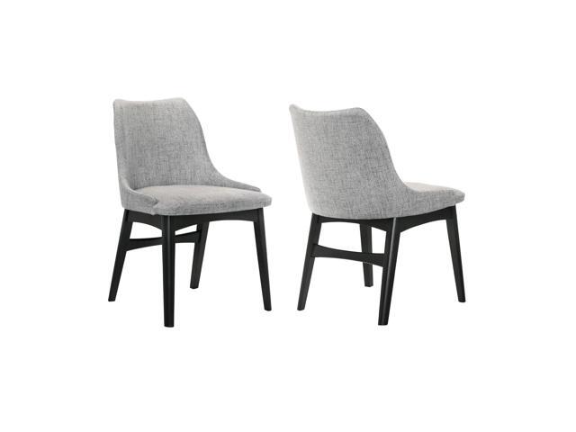 Azalea Gray Fabric and Black Wood Dining Side Chairs - Set of 2