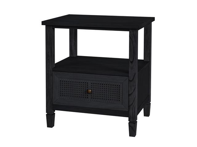 Flagstaff 1-Drawer Cane Nightstand in Black 5727432