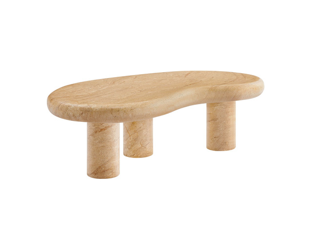Elowen Indoor - Outdoor Patio Textured Faux Travertine Coffee Table