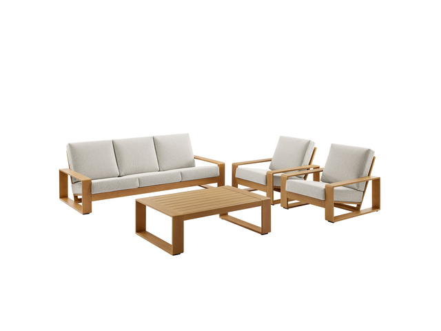 Lirienne 4-Piece Outdoor Patio Aluminum Faux Wood Furniture Set
