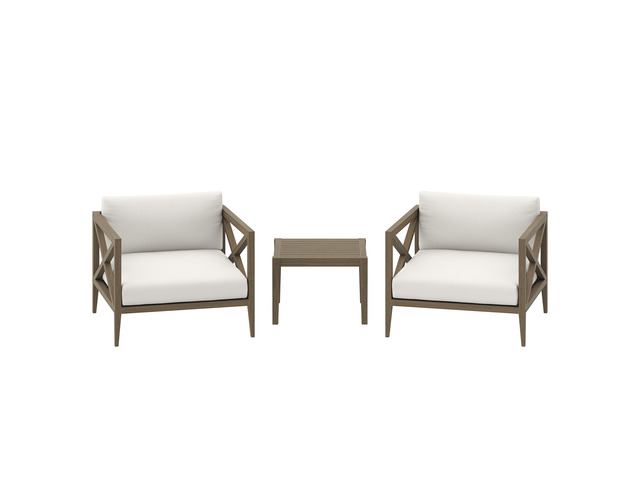 Northlake 3-Piece Outdoor Patio Teak Wood Furniture Set with Armchair and Side Table by Modway