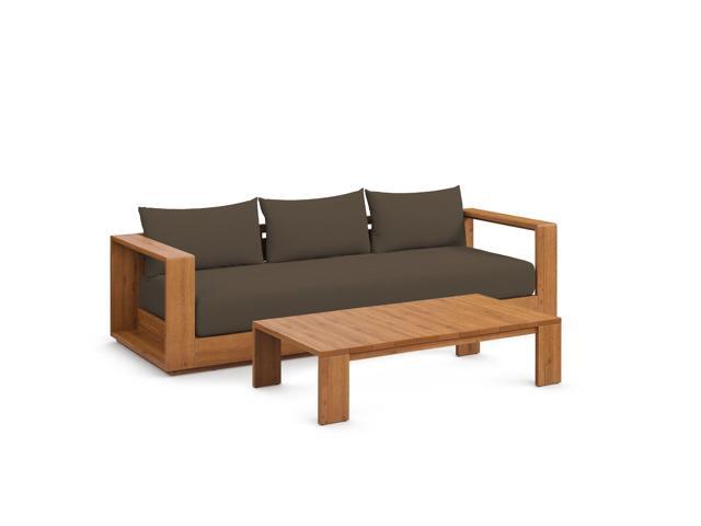 Tahoe 2-Piece Outdoor Patio Acacia Wood Sofa and Coffee Table Set by Modway