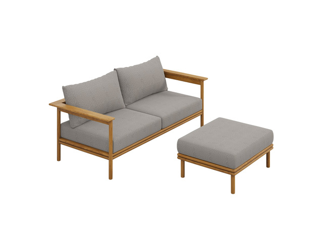 Wren 2-Piece Outdoor Patio Teak Wood Sofa and Ottoman Set by Modway