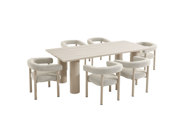 Nautica 7-Piece Rectangular Outdoor Patio Aluminum Dining Table and Chairs Set